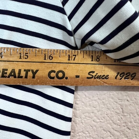 Navy Blue Stripes Ponte Knit Blazer Jacket Nautical Paris Preppy Women XS - Picture 5 of 8